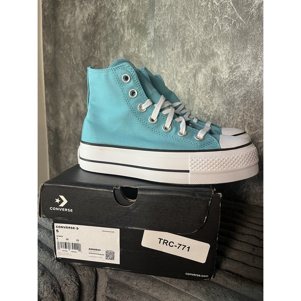 Converse Chuck Taylor All Star Lift Platform High Top, Ocean Drip Blue Women’s 5